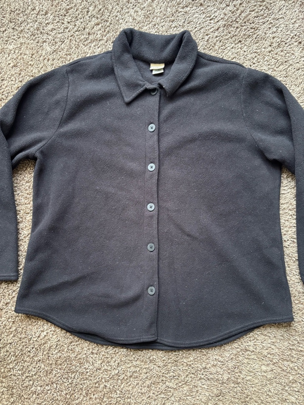 L.L. Bean Black Fleece Button-Up Jacket